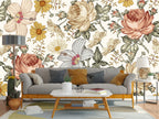 Vintage Botanical Wallpaper : Engraved Flower Pattern - View 2