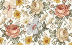 Vintage Botanical Wallpaper : Engraved Flower Pattern - flat design