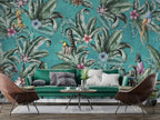 Teal Jungle Wallpaper : Lemurs And Toucans Mural