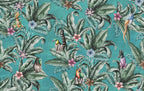 Teal Jungle Wallpaper : Lemurs And Toucans Mural - View 2