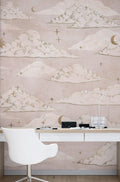 Blush Cloud Wallpaper : Moon and Stars Nursery Pattern
