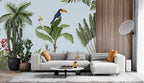 Toucan Tropical Wallpaper : Palm and Banana Leaf Mural - View 2