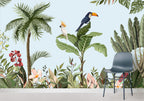 Toucan Tropical Wallpaper : Palm and Banana Leaf Mural - View 4