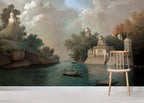 Classical River Landscape Wallpaper : Historic Palace Lake Mural - View 5