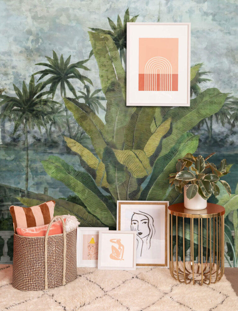 Tropical Terrace Wallpaper : Palm Garden Balustrade Mural - View 3
