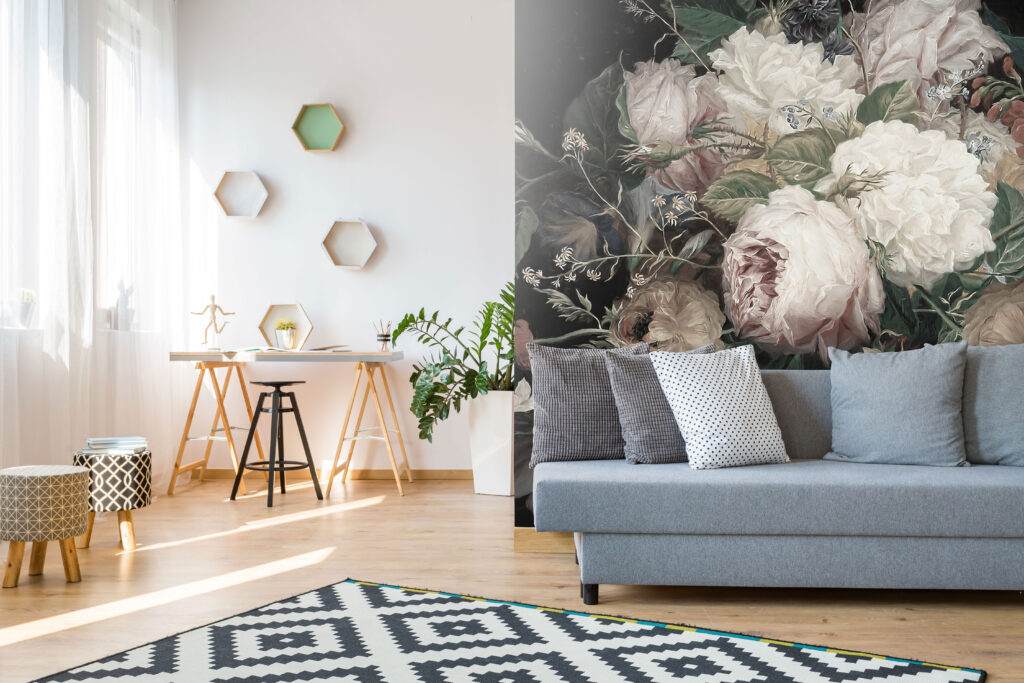 Blush Peony Wallpaper : Dark Romantic Floral Mural - View 4