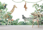 Jungle Friends Wallpaper : Giraffe and Monkey Kids Mural - View 5