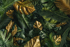 Gold Monstera Wallpaper : Dark Green Tropical Mural - View 2