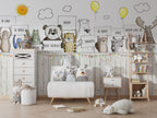 Garden Animals Wallpaper : Cartoon Friends Over the Fence Mural