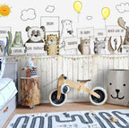 Garden Animals Wallpaper : Cartoon Friends Over the Fence Mural - View 5