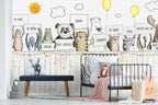 Garden Animals Wallpaper : Cartoon Friends Over the Fence Mural - View 3