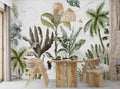 Parrot Palm Wallpaper : Vintage Tropical Garden Mural