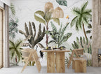 Parrot Palm Wallpaper : Vintage Tropical Garden Mural