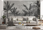 Grey Jungle Wallpaper : Monochrome Banana Forest Mural