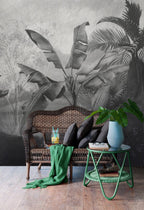 Grey Jungle Wallpaper : Monochrome Banana Forest Mural - View 2