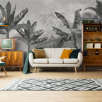 Grey Jungle Wallpaper : Monochrome Banana Forest Mural - View 5