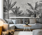 Grey Jungle Wallpaper : Monochrome Banana Forest Mural - View 3