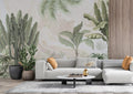 Soft Tropical Palm Wallpaper : Banana Leaf Watercolor Mural