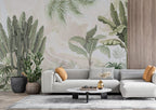 Soft Tropical Palm Wallpaper : Banana Leaf Watercolor Mural