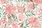 Pink Peony Watercolor Wallpaper : Blush Floral Mural - flat design