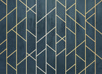 Navy and Gold Geometric Wallpaper : Art Deco Lines Mural - flat design