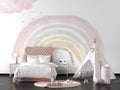 Pastel Watercolor Rainbow Wallpaper : Pink Cloud Nursery Mural