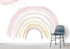 Pastel Watercolor Rainbow Wallpaper : Pink Cloud Nursery Mural - View 3