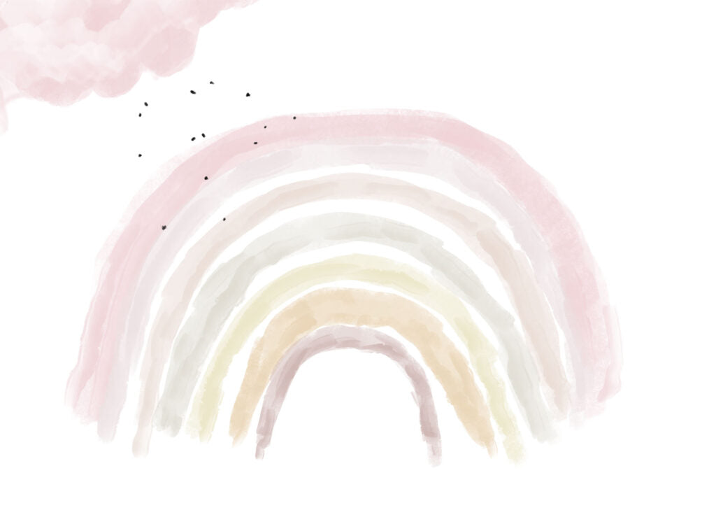 Pastel Watercolor Rainbow Wallpaper : Pink Cloud Nursery Mural - flat design