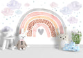 Boho Rainbow Heart Wallpaper : Watercolor Clouds Nursery Mural