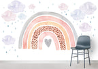 Boho Rainbow Heart Wallpaper : Watercolor Clouds Nursery Mural - View 3