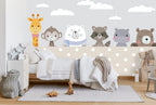 Peeking Animals Wallpaper : Polka Dot Nursery Mural - View 2