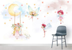 Fairy Moon Swing Wallpaper : Starry Nursery Mural - View 2