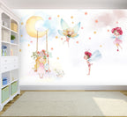 Fairy Moon Swing Wallpaper : Starry Nursery Mural - View 3