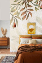 Autumn Leaf Shadow Wallpaper : Neutral Botanical Mural - View 3