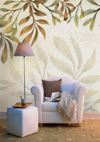 Autumn Leaf Shadow Wallpaper : Neutral Botanical Mural - View 2