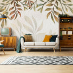 Autumn Leaf Shadow Wallpaper : Neutral Botanical Mural - View 4