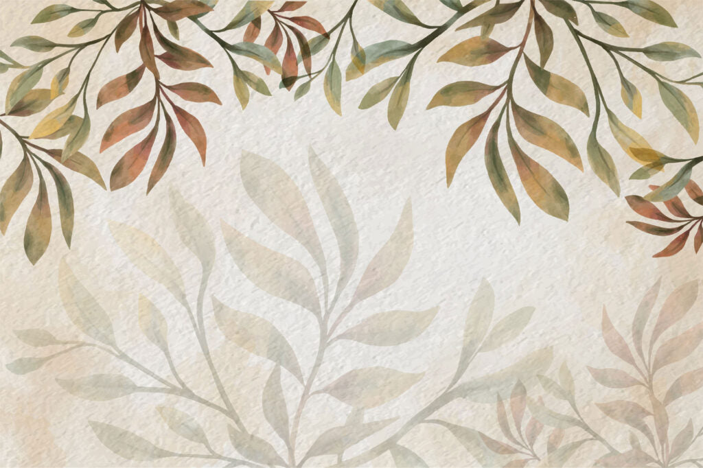 Autumn Leaf Shadow Wallpaper : Neutral Botanical Mural - flat design