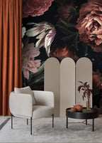 Dark Floral Wallpaper : Moody Peony and Rose Mural - View 3