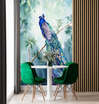 Watercolor Peacock Wallpaper : Peacock On Branch Mural