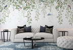 Hanging Vine Wallpaper : Willow Leaves And Birds Mural