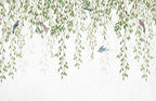Hanging Vine Wallpaper : Willow Leaves And Birds Mural - View 2