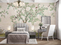 Chinoiserie Tree Wallpaper : White Blossom And Birds Mural