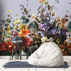 Oil Painted Floral Wallpaper : Purple Iris Bouquet Mural - View 4