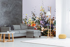 Oil Painted Floral Wallpaper : Purple Iris Bouquet Mural - View 3