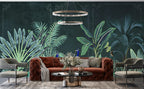 Peacock Jungle Wallpaper : Dark Green Tropical Mural - View 2