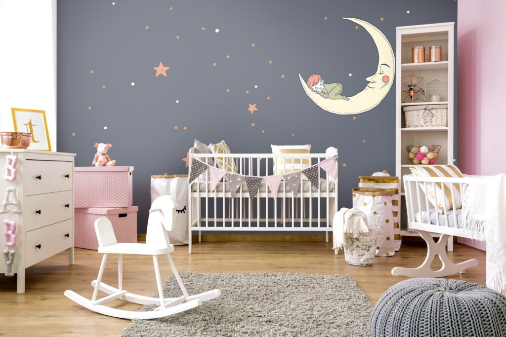 Sleeping Moon Child Wallpaper : Night Sky Stars Mural - View 5