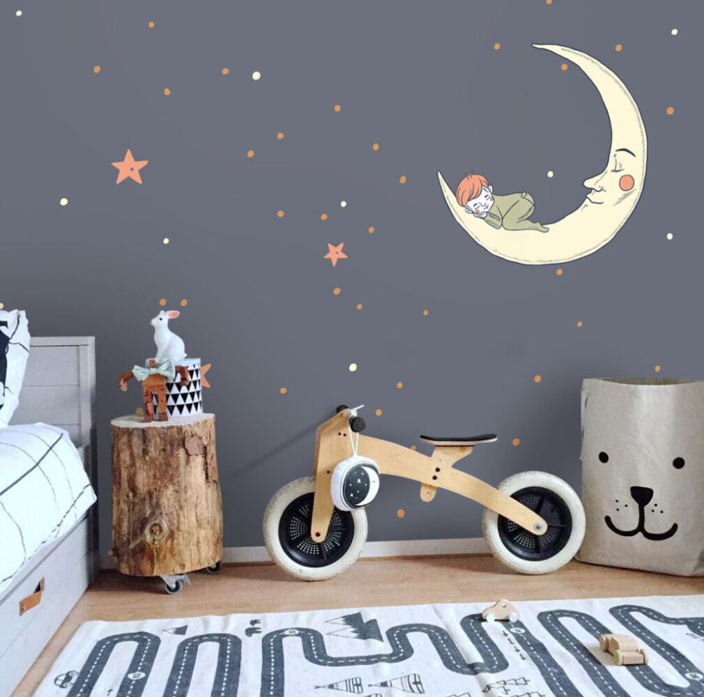 Sleeping Moon Child Wallpaper : Night Sky Stars Mural - View 4