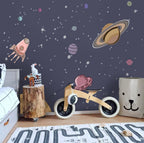 Rocket and Planets Wallpaper : Kids Outer Space Mural - View 5