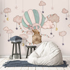 Teddy Bear Balloon Wallpaper : Blush Clouds Nursery Mural - View 5