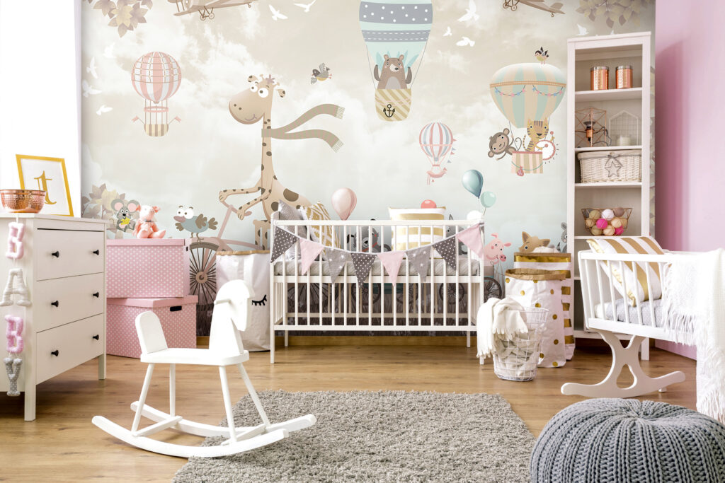 Cycling Giraffe Wallpaper : Balloon Animals Kids Mural - View 5